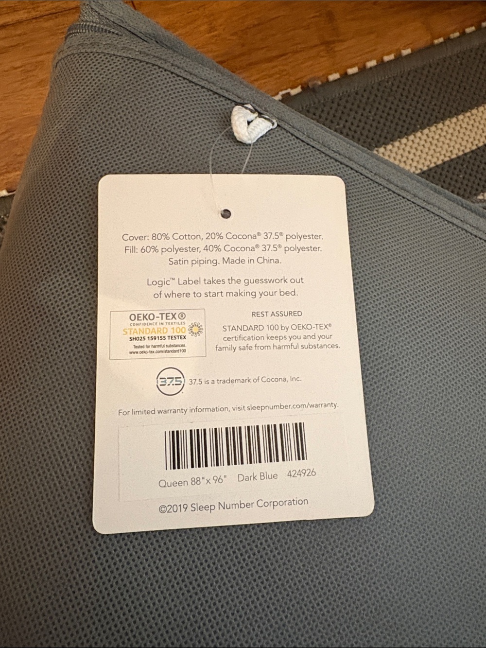 NEW WITH TAGS!! Sleep Number True Temp Blanket - Dark Blue - Picture 4 of 5